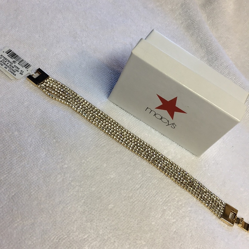 Gold/Rhinestone 6 Strand Bracelet